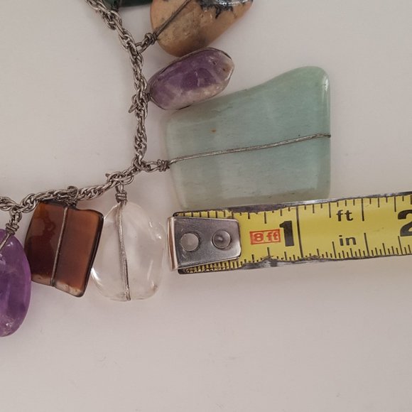 Vintage Polished Multi-Stone Sterling Silver Bracelet - Picture 5 of 11